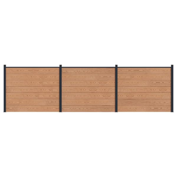Stängselpanel 3 pcs WPC och aluminium Brun