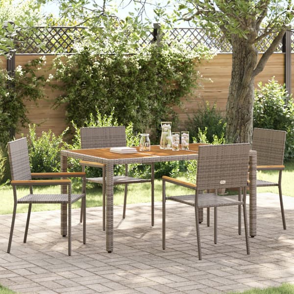 Trädgårdsmöbelset 5 pcs Grå konstrotting