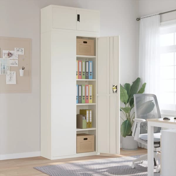 Dokumentskåp vit 90x40x240 cm stål