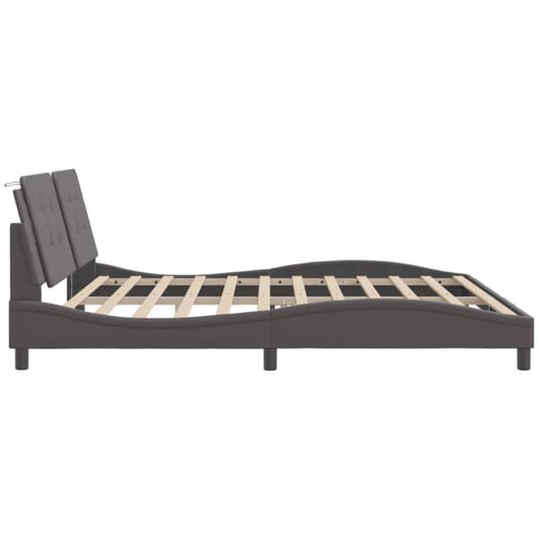 Bed Frame with LED without Mattress "Zadar" Grey 200x200 cm