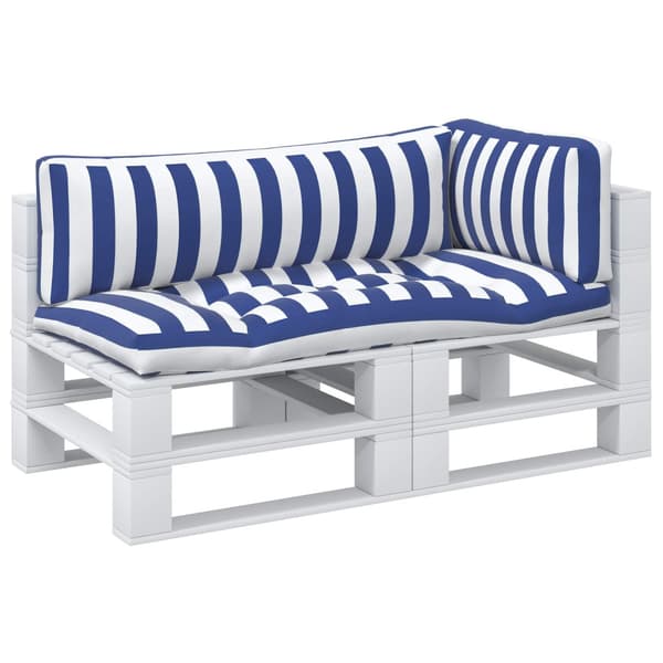 Utomhuskudde 3 pcs Blå och Vit 103 x 58 x 10 cm Tyg