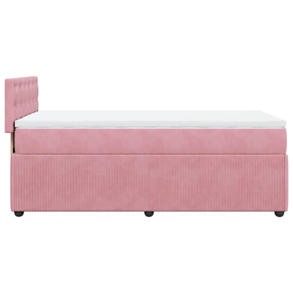 Ramsäng med madrass rosa 90x200 cm sammet