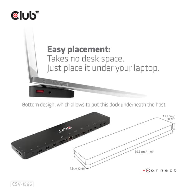 Club 3D - dockningsstation - USB-C - 2 x HDMI, DP - 1GbE