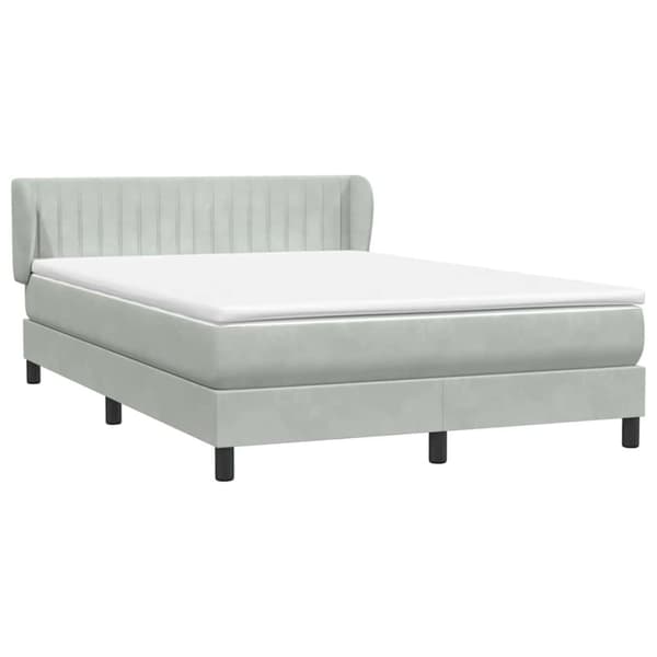 Ramsäng med madrass ljusgrå 160x220 cm sammet