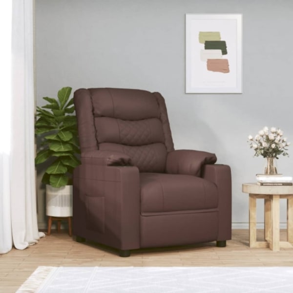 Reclinerfåtölj brun konstläder