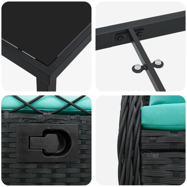 Trädgårdsmöbelset 3 pcs Svart konstrotting
