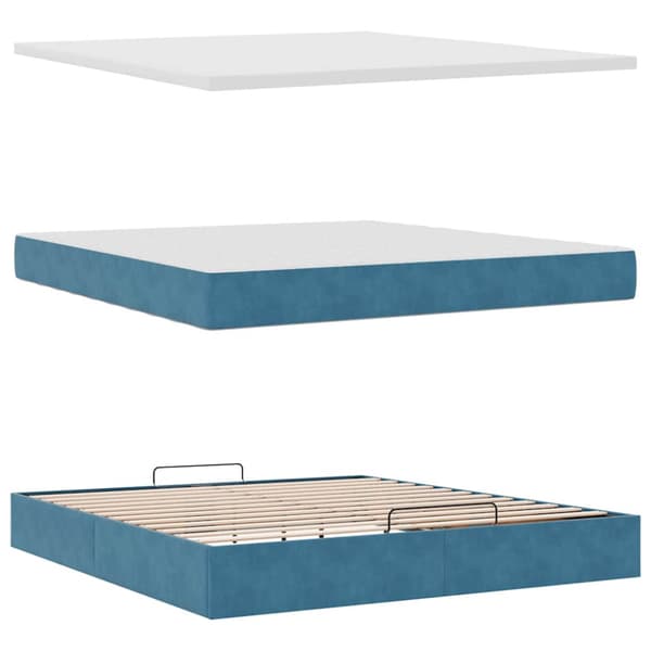 Ottoman sängram med madrass mörkblå 180x200 cm sammet