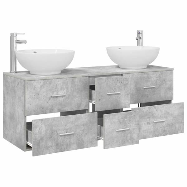 Badrumsmöbelset 3 st Betonggrå 49,5 x 44,5 x 65 cm
