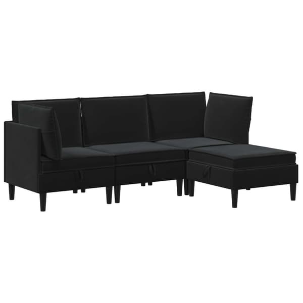 Möbelset för vardagsrummet med kudde 4 pcs Svart Sammet