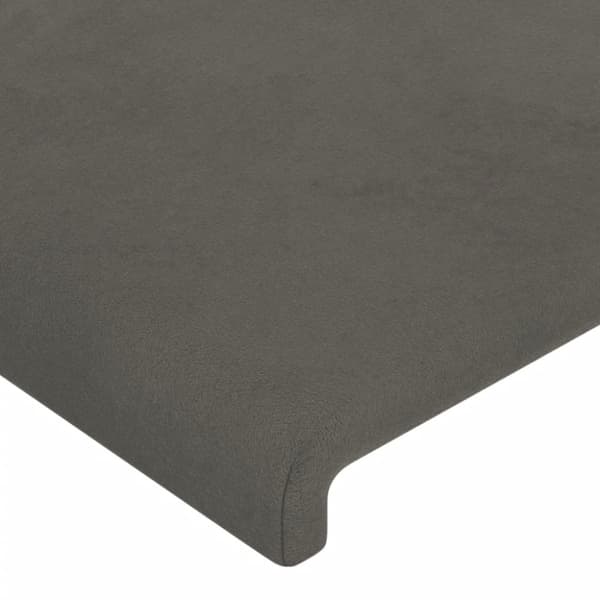 Sänggavel LED mörkgrå 163x16x78/88 cm sammet