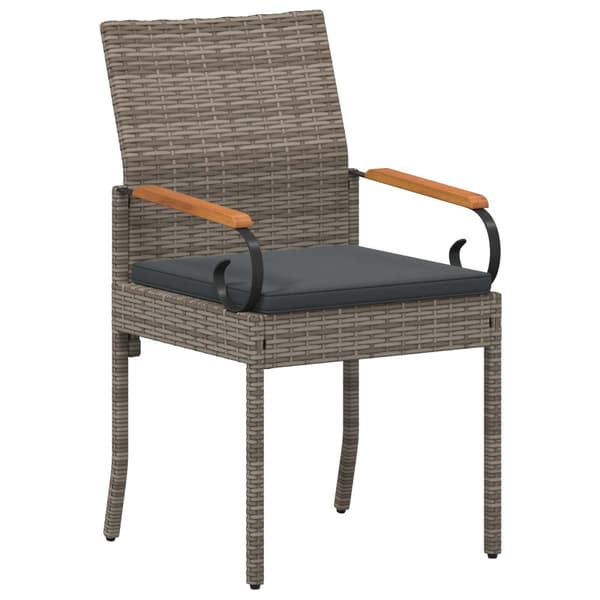 Trädgårdsstolar 4 pcs Grå och mörkgrå Poly Rattan och Akacia