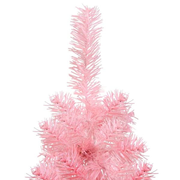 Smal halv plastgran med stativ rosa 150 cm