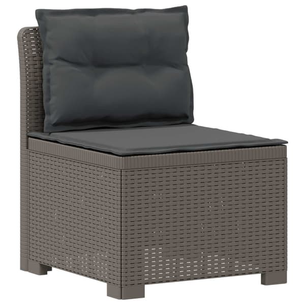 3-sits trädgårdsoffa med kuddar Rattan-look PP Ljusgrå