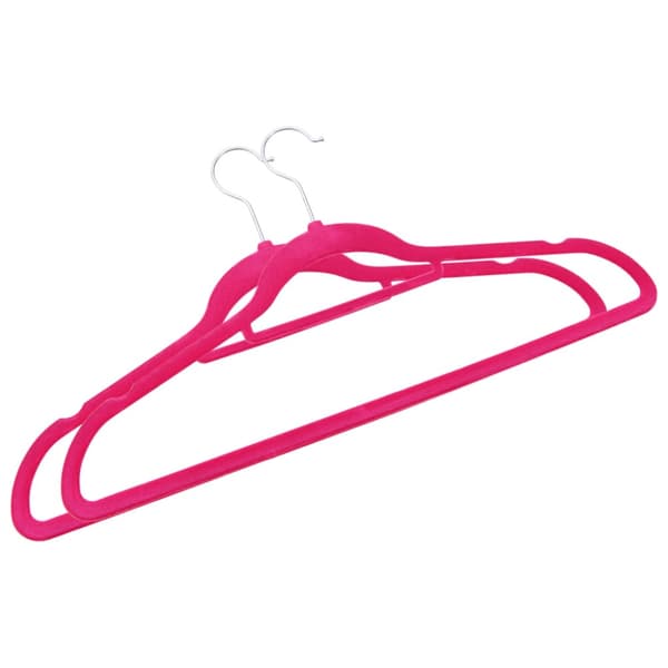 Klädgalgar 100 st halkfria rosa sammet