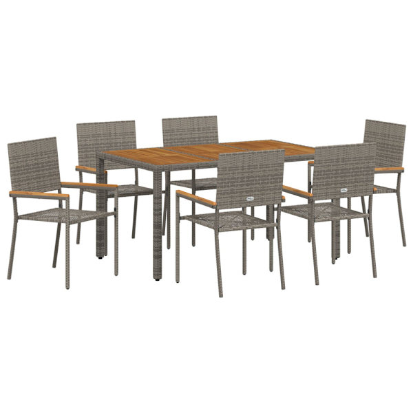 Trädgårdsmöbelset 7 pcs Grå konstrotting