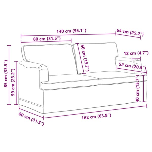 Soffset 2 pcs Mörkgrå 162 x 80 x 85 cm tyg