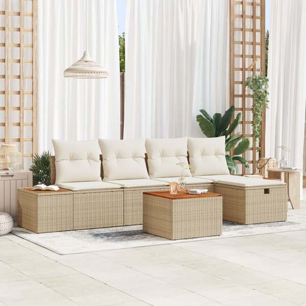Trädgårdsoffset 6 st Beige konstrotting