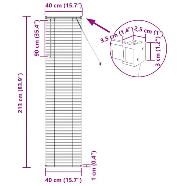 Persienn Vit 213 x 40 cm PVC