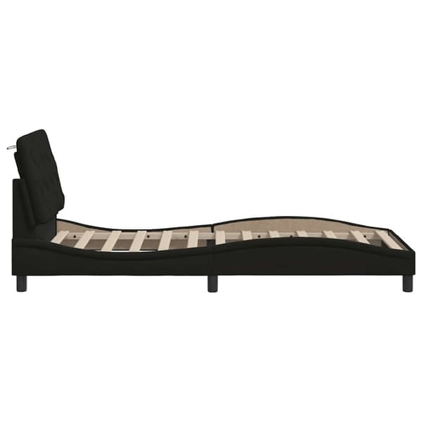 Bed Frame with LED without Mattress Black 80x200 cm Fabric