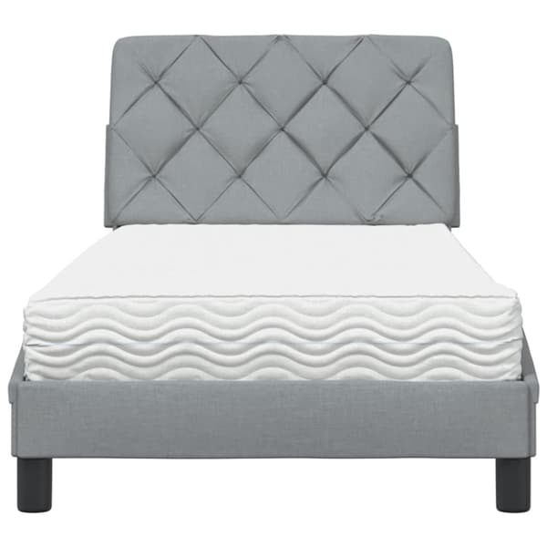 Bed with Mattress Light Grey 90x190 cm Fabric