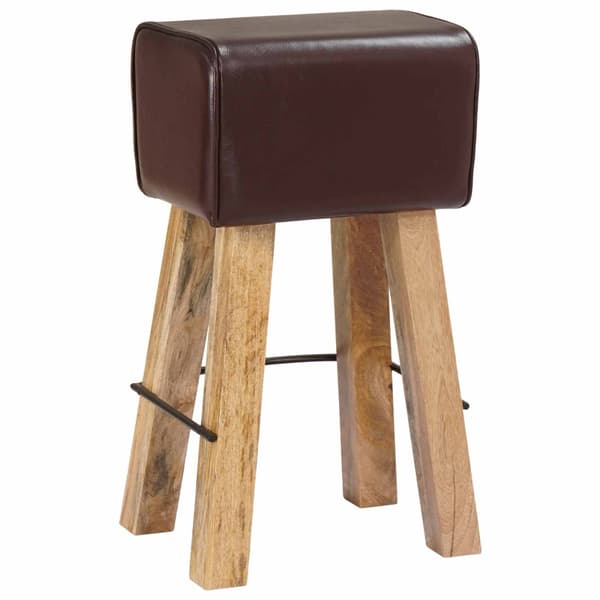 Barpall 2 st Mörkbrun 44 x 33 x 74 cm Äkta läder