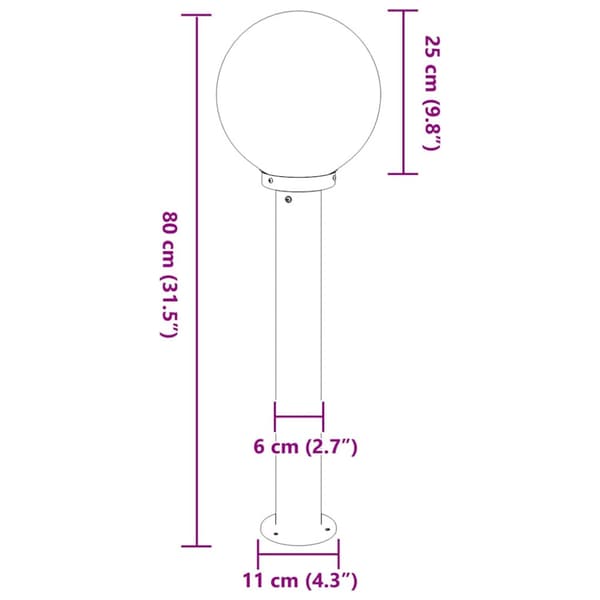 Pollare 3 st 80 cm rostfritt stål IP44