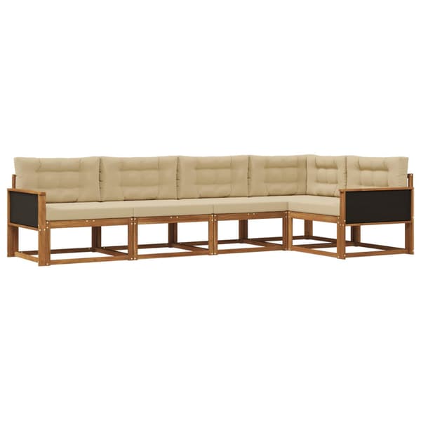 Utomhussoffset med kudde 5 pcs Naturlig och Beige