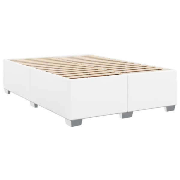 Ramsäng med madrass vit 140x190 cm konstläder