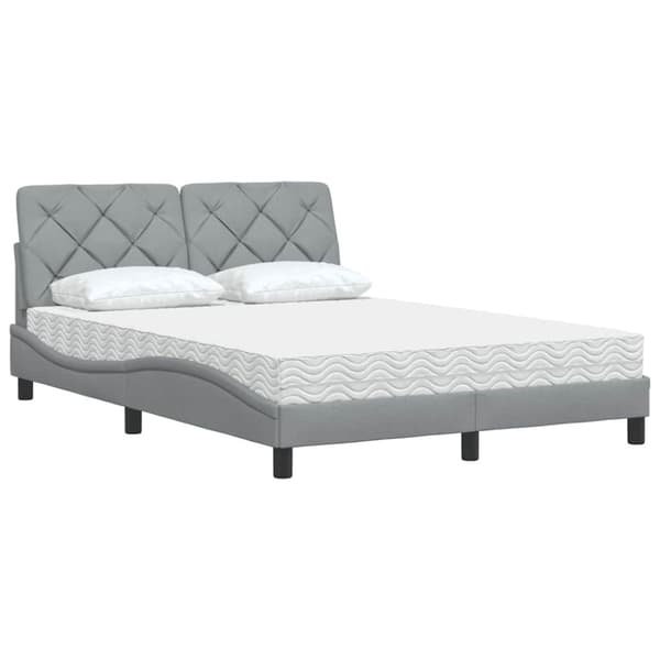 Bed with Mattress Light Grey 140x200 cm Fabric