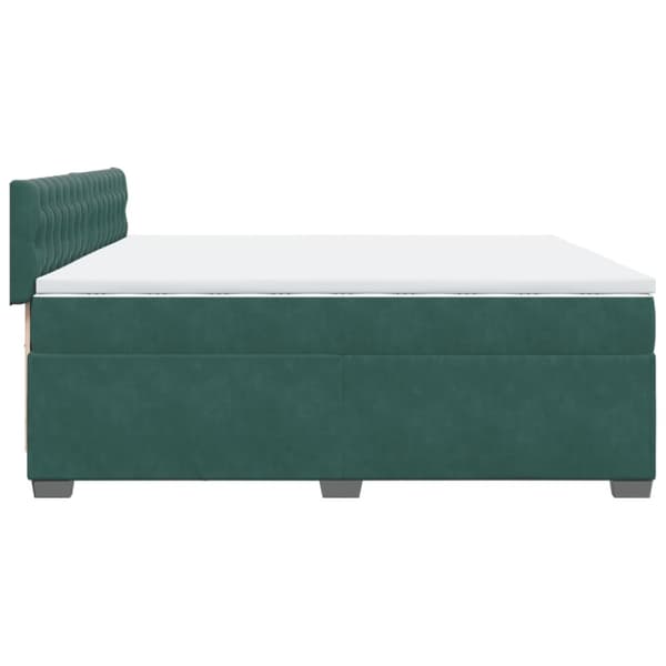 Ramsäng med madrass mörkgrön 200x200 cm sammet