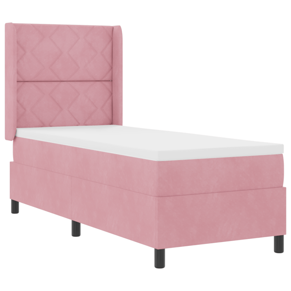 Bäddfjäder med huvudgavel Rosa 80 x 200 cm Sammet