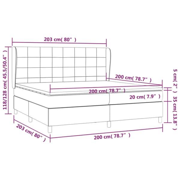 Ramsäng med madrass mörkgrå 200x200 cm tyg