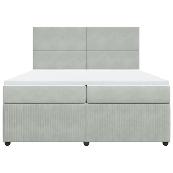 Ramsäng med madrass ljusgrå 200x200 cm sammet