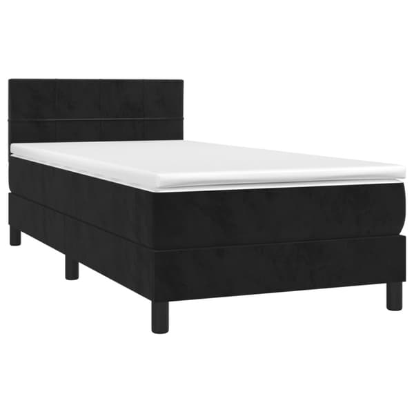 Ramsäng med madrass svart 100x200 cm sammet
