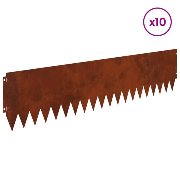 Kant för gräsmatta 10 pcs 103 x 25 cm Stål Rostig