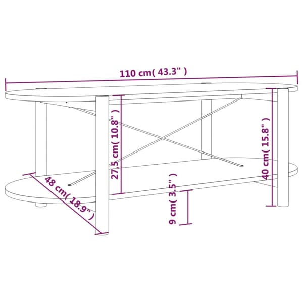Soffbord 110x48x40 cm konstruerat trä