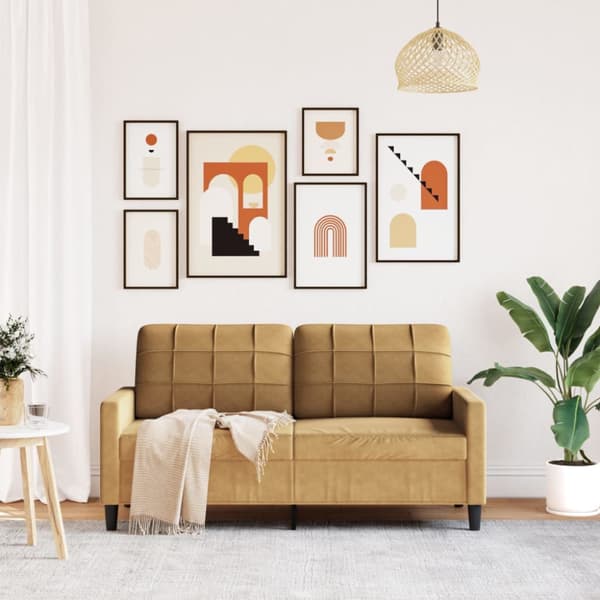 Soffa 2-sits brun 140 cm sammet