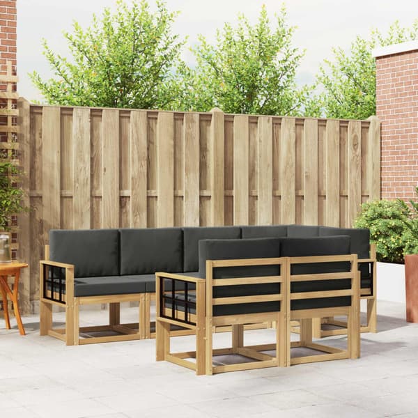 Utomhussoffset med kudde 7 pcs Vit och antracit Polyester