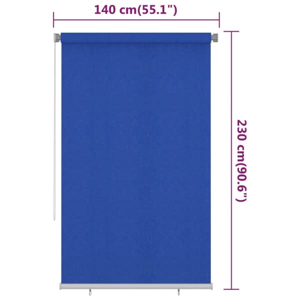 Rullgardin utomhus 140x230 cm blå HDPE
