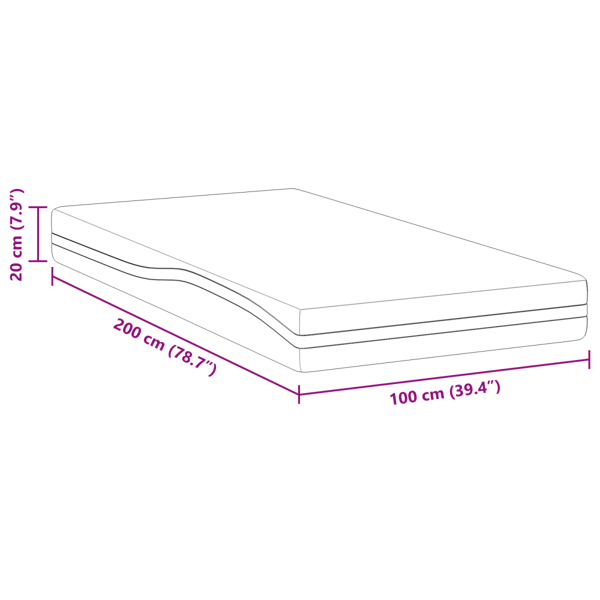 Madrass Vit och svart 100 x 200 cm Jacquardtyg