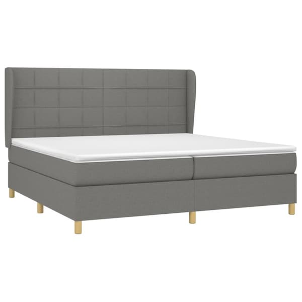 Ramsäng med madrass mörkgrå 200x200 cm tyg