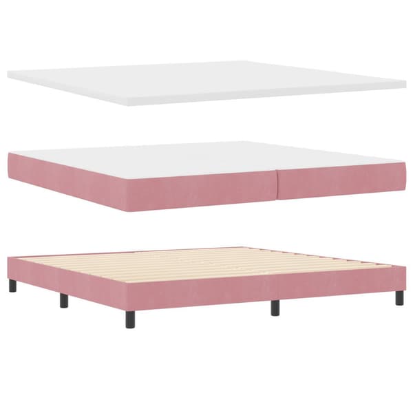 Bäddfjäder med huvudgavel Rosa 200 x 200 cm Sammet