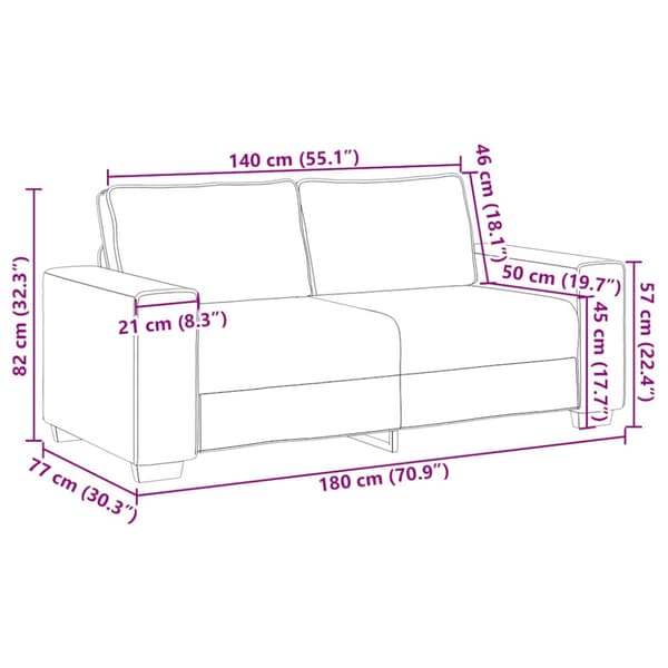 2-sitssoffa vinröd 180x77x82 cm tyg