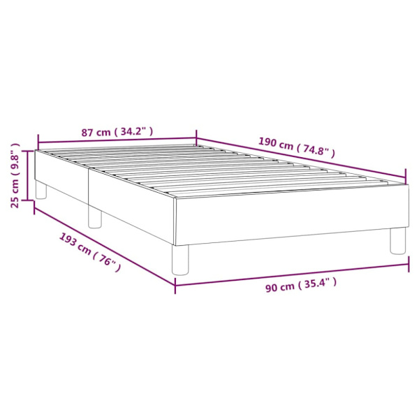 Boxspring-sängram mörkbrun 90x190 cm tyg