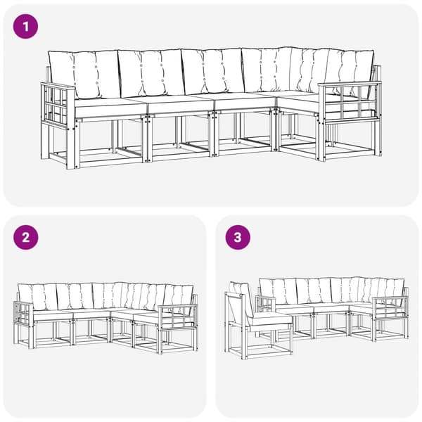 Utomhussoffset med kudde 5 pcs Vit och Beige