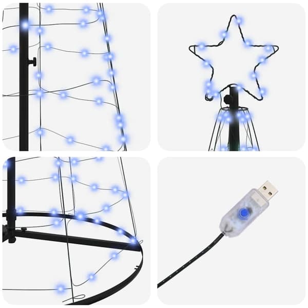 LED Julgran EKENAS 250 cm 390 LED-lampor Blå Stål Blå