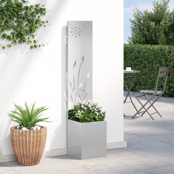 Trädgårds integritetsskärm Silver 32 x 150 cm Rostfritt stål