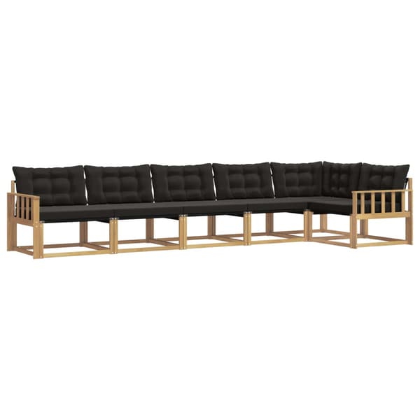 Utomhussoffset med kudde 6 pcs Vit och svart
