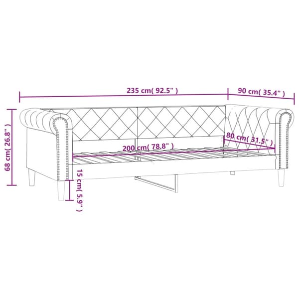 Dagbädd svart 80x200 cm konstläder