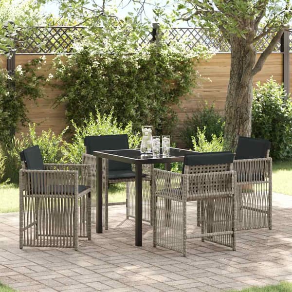 Trädgårdsmöbelset 5 pcs Ljusgrå konstrotting